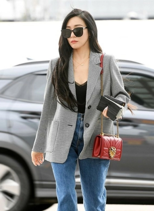 Black And White Fine Houndstooth Suit Blazer Jacket | Tiffany – Girls Generation