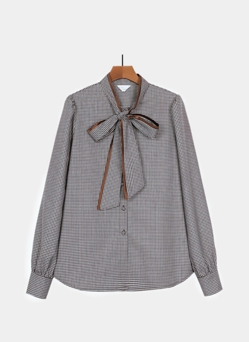 Brown Plaid Bow-Tie Blouse | Jisoo – BlackPink