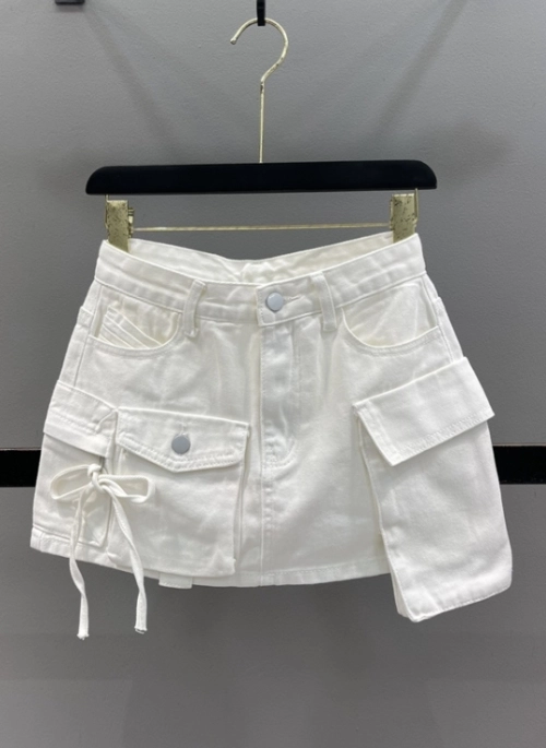 White Denim Skort With Pockets | Lia – ITZY