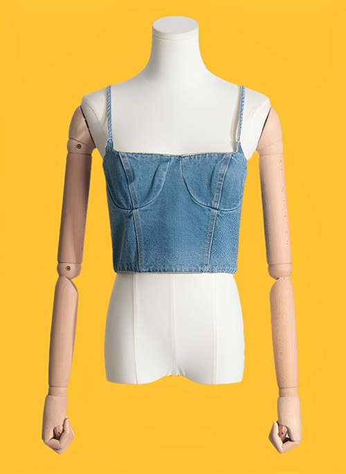 Blue Denim Bustier Camisole Top | Solar – Mamamoo