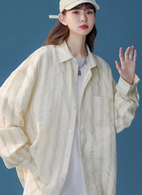 Beige Oversized Striped Shirt | Jungkook – BTS