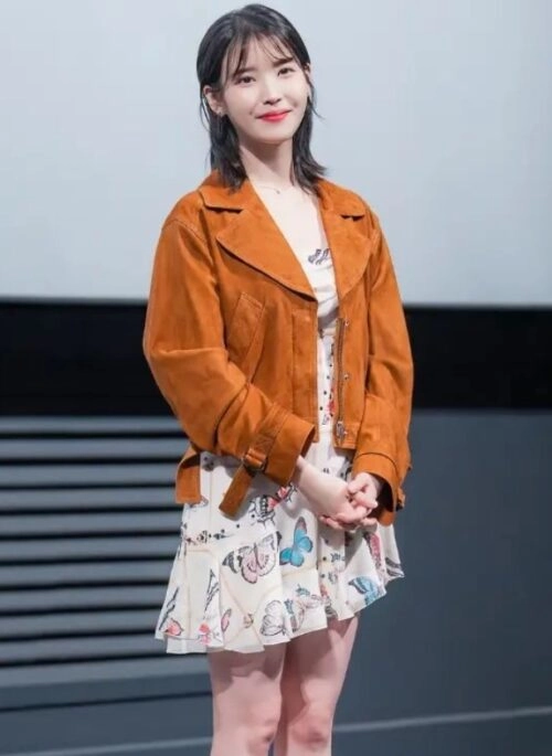 Beige Butterfly Print Dress | IU