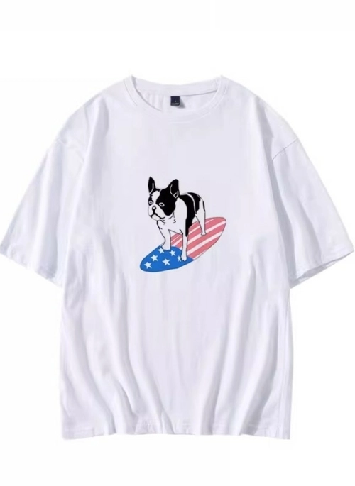 White Surfing Dog Printed T-Shirt | Jungkook – BTS