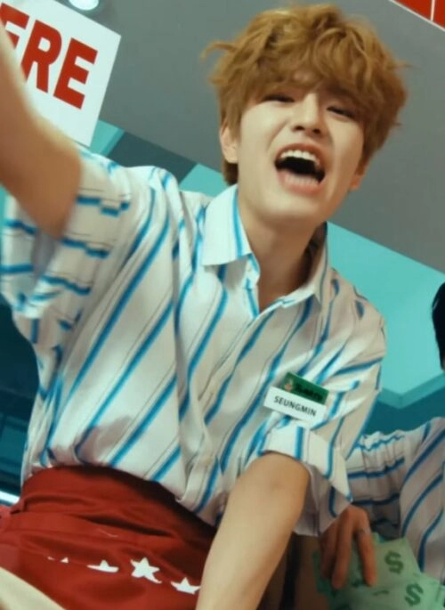 White Striped Short Sleeve Shirt | Seungmin – Stray Kids