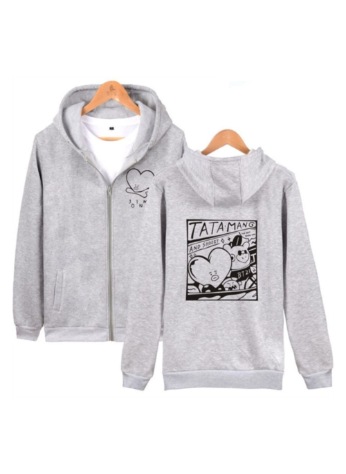 Grey Tata Mang’ Zip-Hoodie | Taehyung – BTS