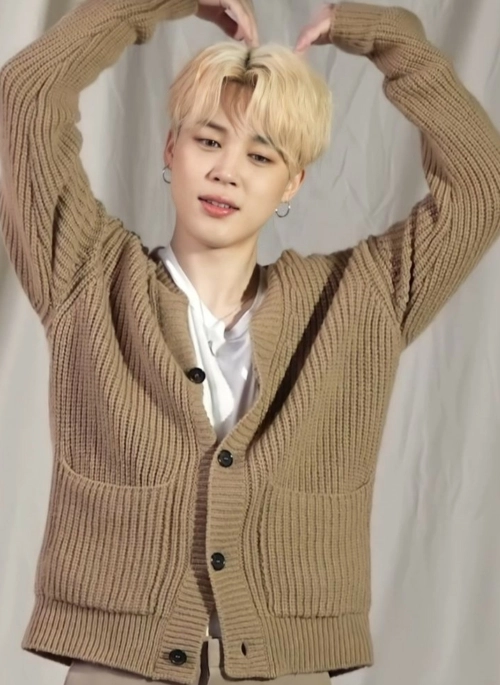 Brown Double Pocket Ribbed Cardigan | Jimin – BTS