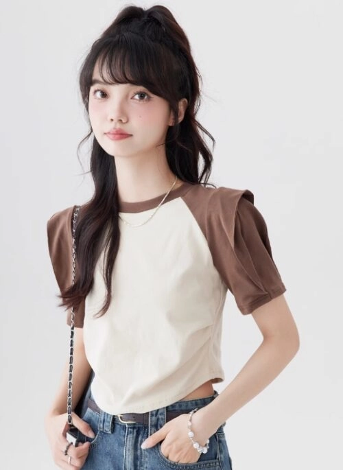 Brown Fancy Sleeves T-Shirt