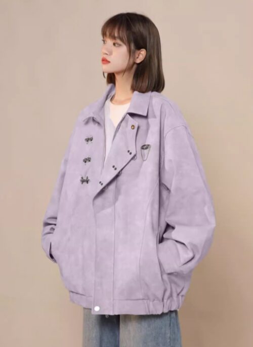 Lilac Suede Zip-Up Jacket