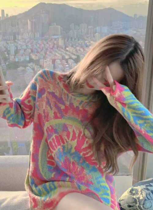 Green And Pink Tie Dye Sweater | Asahi – Treasure