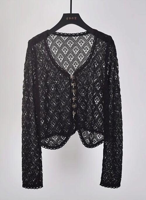 Black Diamond Lace Pattern Cardigan | Wendy – Red Velvet