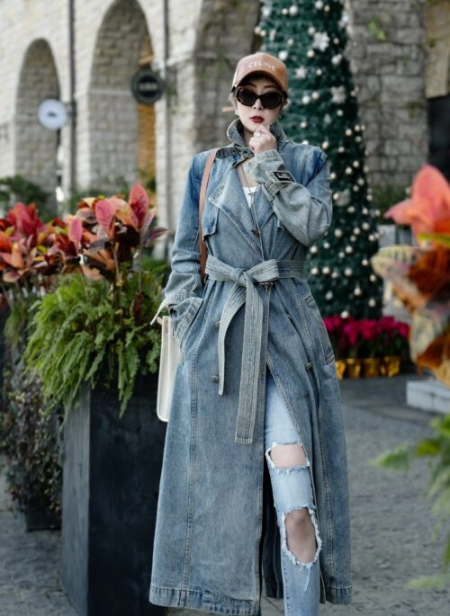 Blue Denim Trench Coat | Ruka – BabyMonster