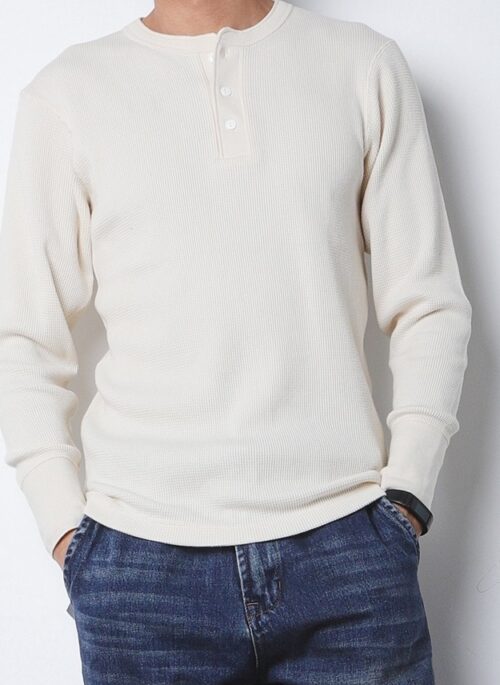 White Half Button Waffle Sweater | Sunghoon – Enhypen