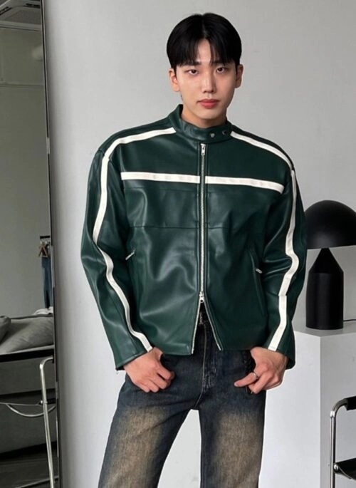 Green Faux Leather Jacket | Seonghwa – ATEEZ