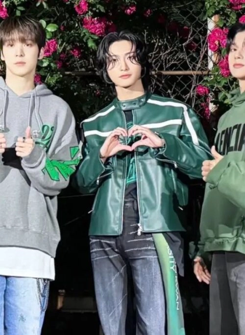 Green Faux Leather Jacket | Seonghwa – ATEEZ