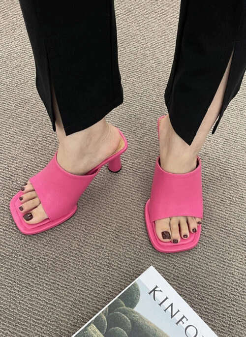 Pink Square Toe Slip-On Heels | Jennie – BlackPink