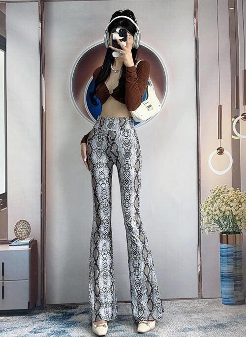 White Snake Pattern Flare Pants | Hwasa – Mamamoo