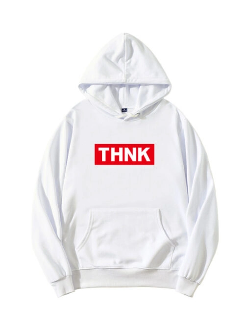 White THNK Printed Hoodie | Felix – Stray Kids