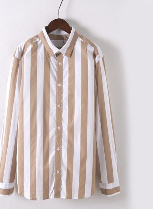 Beige And White Wide Stripes Shirt | Yuqi – (G)I-DLE