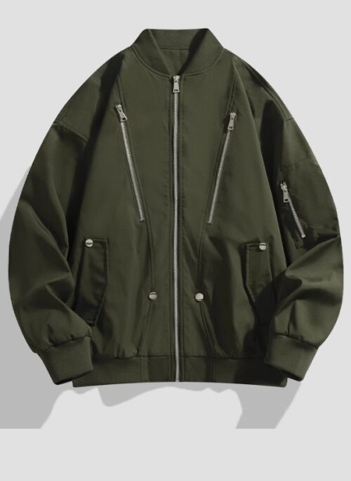 Green Front Zippers Bomber Jacket | Jooheon – MONSTA X