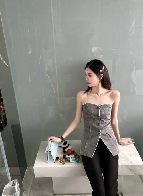 Grey Bustier Suit Tube Top | JiU – Dreamcatcher