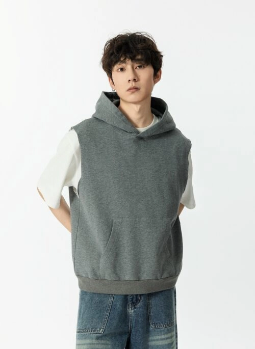 Grey Loose Sleeveless Hoodie | Jay – Enhypen