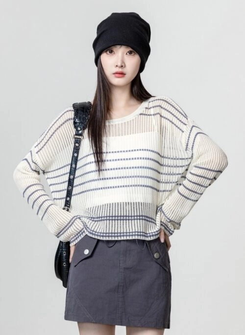 White Hollow Out Two-Piece Knit Sweater