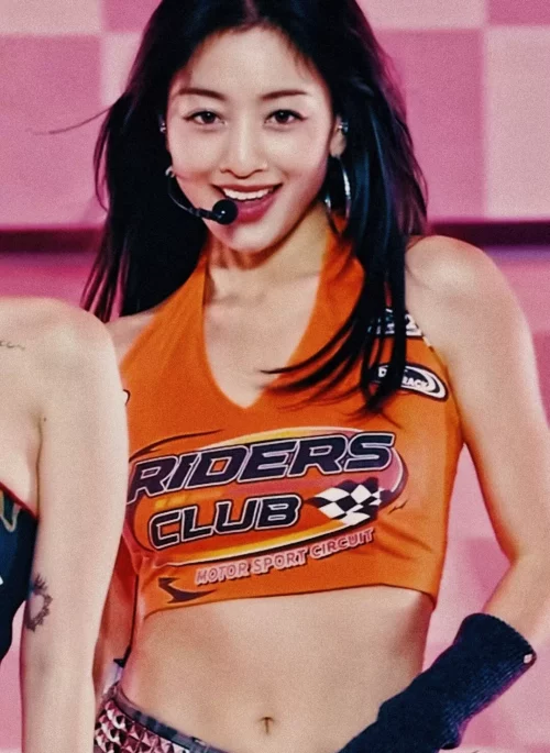 Orange Hooded Halter Crop Top | Jihyo – Twice