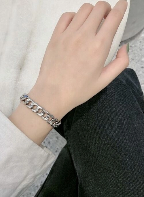 Thick Silver Metal Chain Bracelet | Jungkook – BTS