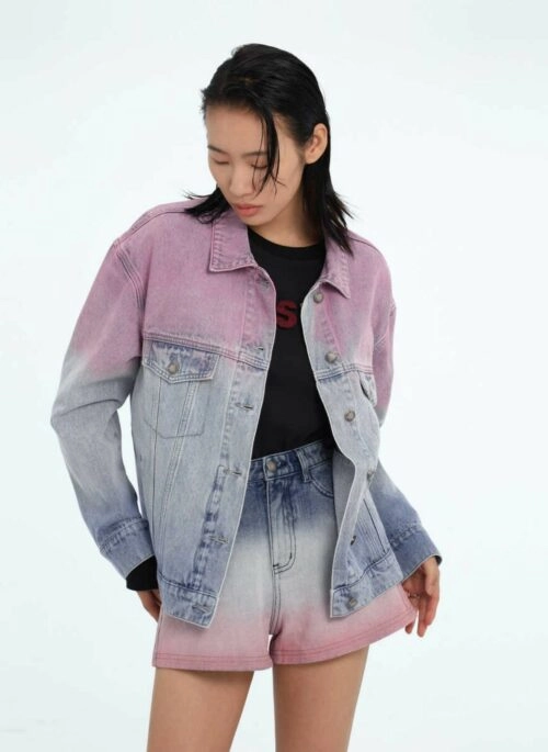 Blue And Pink Ombre Denim Jacket | Jin – BTS