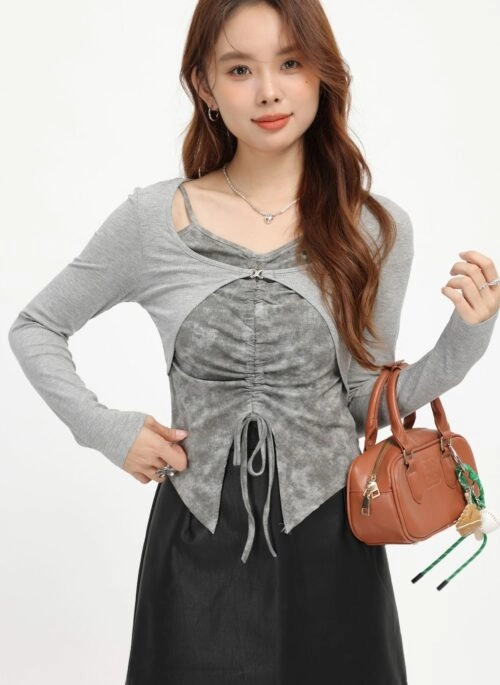 Gray Plain Knit Sweater