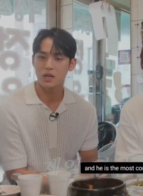 White Knitted Polo Shirt | Mingyu – Seventeen