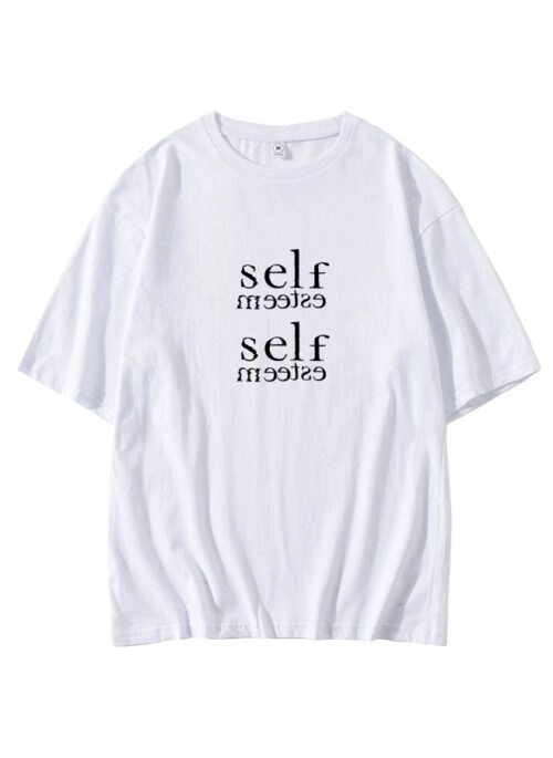 White Self-Esteem Print T-Shirt | Kai – EXO