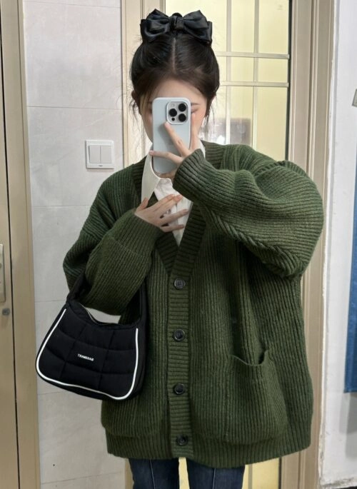 Green Ribbed Knit Cardigan | Jay – iKON