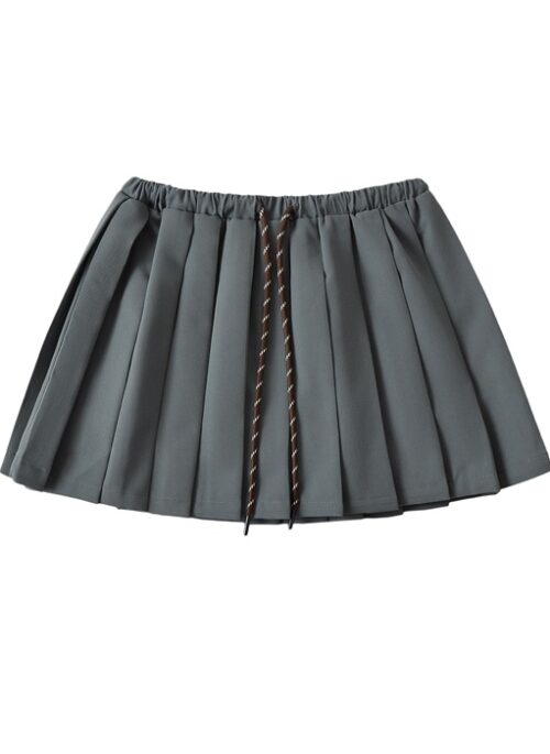 Grey Drawstring Pleated Skirt | Jisoo - BlackPink