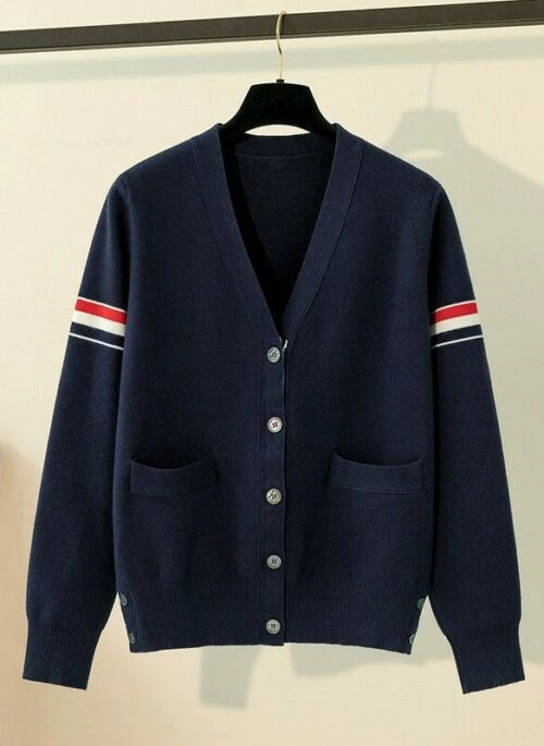 Navy Blue Banded Sleeves Cardigan | Choi Seung Hyo – Love Next Door