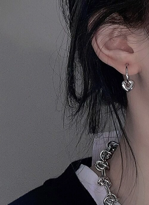 Silver Mini Heart Hoop Earrings | Tzuyu – Twice