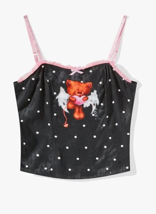 Black Polka Dots And Bear Camisole Top | Ningning – Aespa