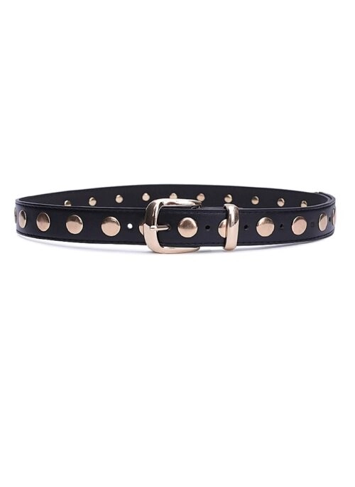 Black Round Rivets Faux Leather Belt | Rose – BlackPink