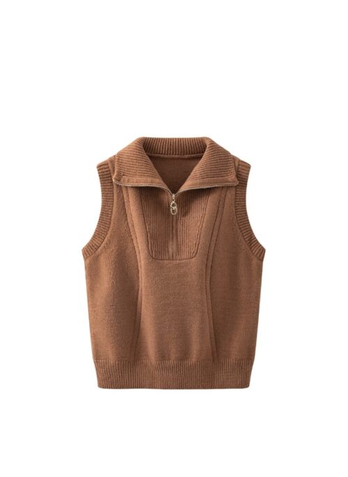 Brown Sleeveless Knitted Top | Jennie – BlackPink