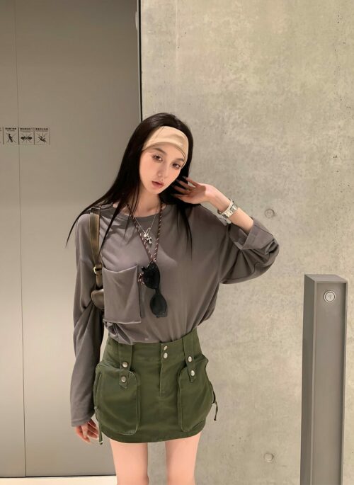 Green Cargo Style Mini Skirt | Chaeryeong – ITZY