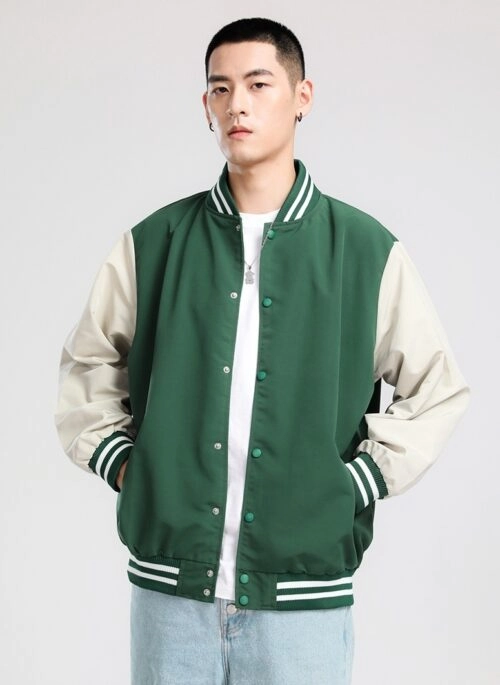 Green Snap-Button Baseball Jacket | Dino – Seventeen