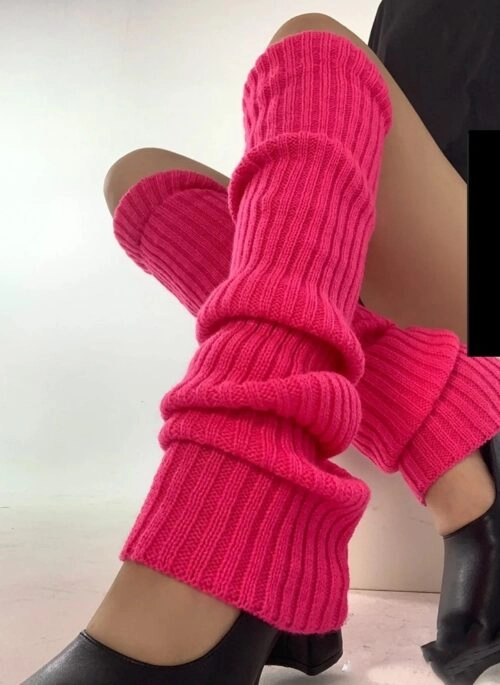 Pink Ribbed Knit Leg Warmers | Ahyeon – BabyMonster