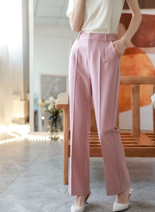 Pink Slim Drape Trousers | Baek Seok Ryu – Love Next Door