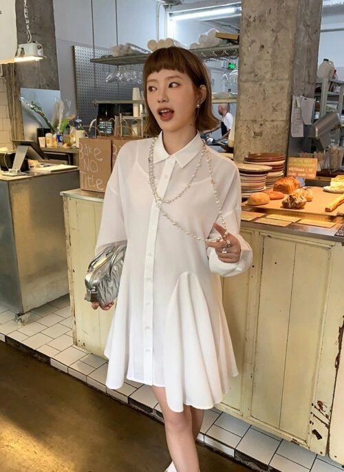 White Flared Shirt Dress | Jennie – BlackPink