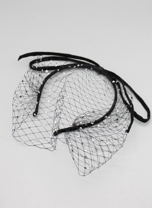 Black Classic Net Bow Headband | Irene – Red Velvet