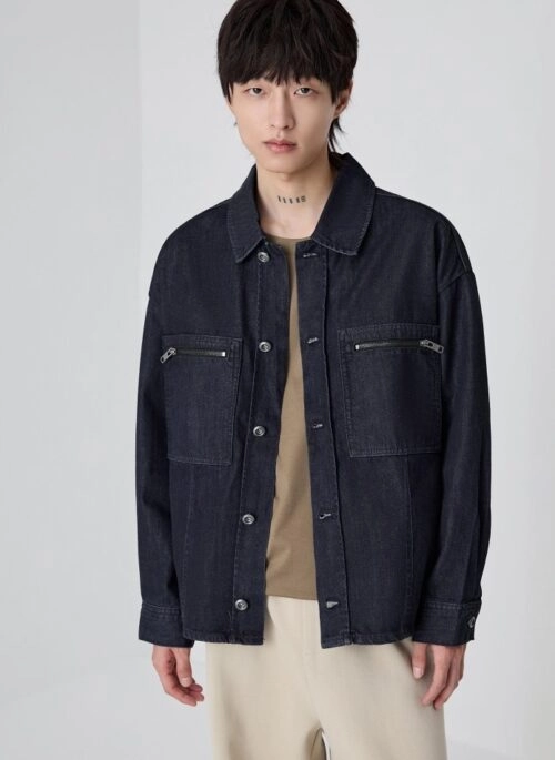 Blue Zipper Pocket Denim Jacket | Mingi – ATEEZ