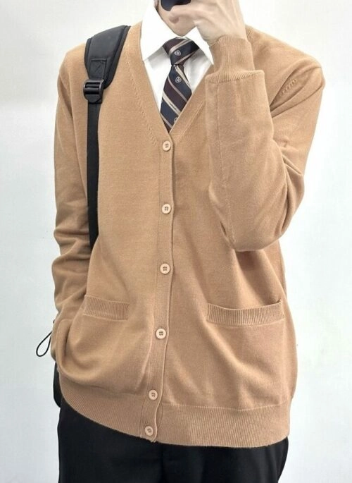 Brown V-Neck Cozy Cardigan | Jin – BTS