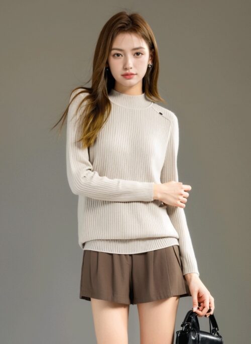 Cozy Knit High Neck Casual Sweater