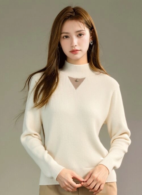 Cozy Knit Sweater High Neck Pullover