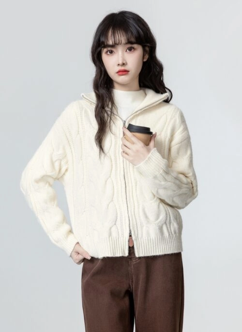 Knitted High Neck Jacket